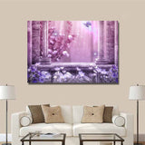 Artistic Flower Flowers Columns Butterfly Pink Poster