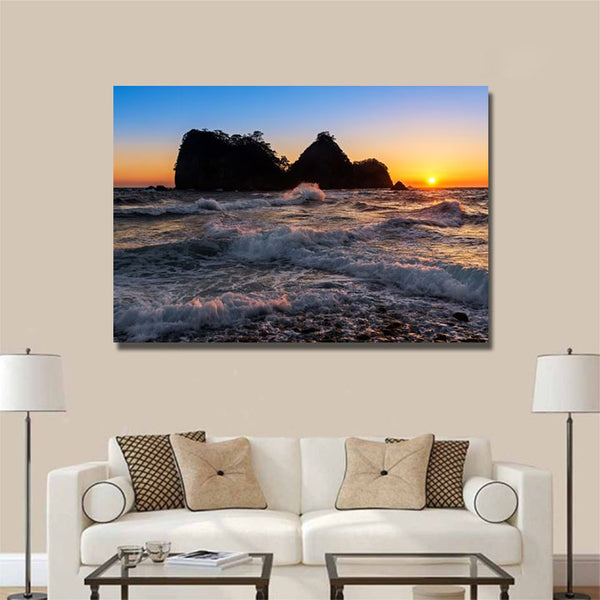 Earth Wave Boulder Sunset Sea Nishi Izu Shizuoka P Poster