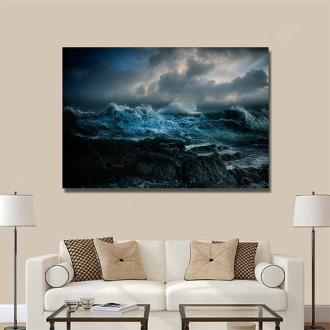 Earth Wave Ocean Blue Dark Cloud Rock Poster